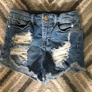High Wasted Distressed Jean Shorts